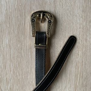 Genuine Leather Western Black Belt Gold Hardware Women’s
